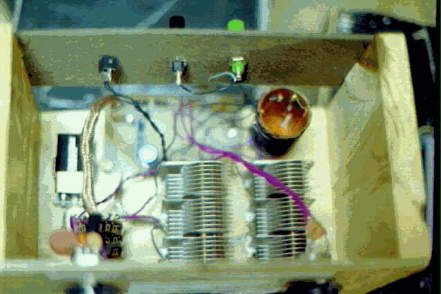 The insides of a completed regenerative detector receiver